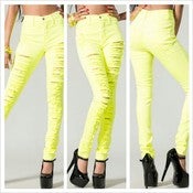 Image of Neon High Waist Destroyed Jeans