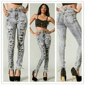 Image of Acid Wash Black Destroyed Denim
