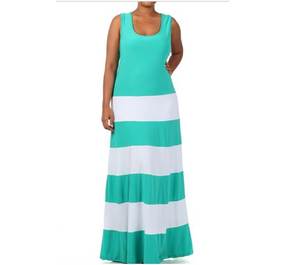 Image of Teal/White Summer Maxi
