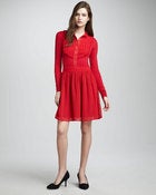 Image of Alice by Temperly Red Verity Pleated Bib Dress SZ M