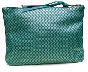 Image of Hand Made Fishnet Printed Green Leather Purse