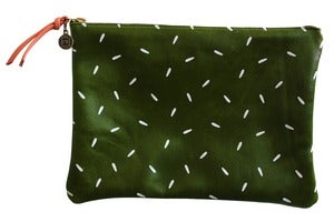 Image of Clutch- Emerald Green Leather with White Seeds