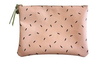 Image of Clutch- Light Pink Leather with Black Seeds