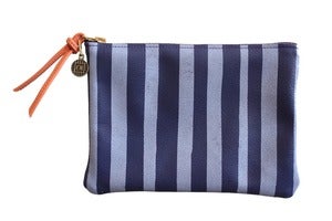 Image of Wallet Pouch- Purple Leather with Lavender Stripes