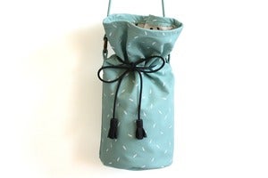 Image of Bucket Bag- Baby Blue Leather with White Seeds