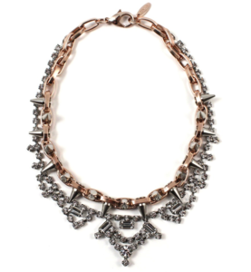 Image of Metal-Luxe Crystal & Spike Necklace - Crystal/Rose Gold/Silver Spikes