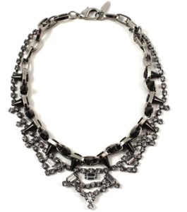 Image of Metal-Luxe Crystal & Spike Necklace - Rhodium/Hematite Spikes