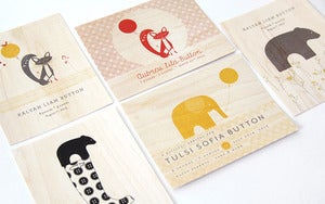 Image of WOOD BABY ANNOUNCEMENTS SAMPLES