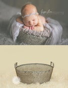 Image of Gunmetal Grey Metal Basket - Handles - Industrial Style