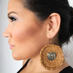 Image of Circular Cedar Earrings with Abalone