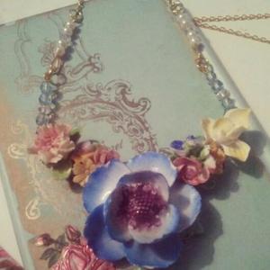 Image of Rainbow china flowers statement necklace