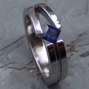 Image of Graceful Band Blue Princess Cut Sapphire