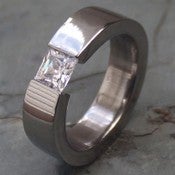 Image of Plain Tension Set Band 1/2 Carat Princess Cut Near Colorless Diamond