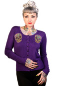 Image of Banned Purple Sugar Skull Cardigan