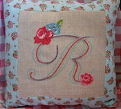 Image of Personalised Hand Embroidered Letter Cushion.