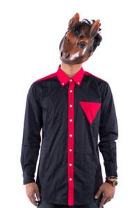 Image of Triangle Button Down - Navy/ Red