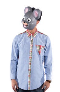 Image of Triangle Button Down - Blue Oxford/ Multi-color Plaid