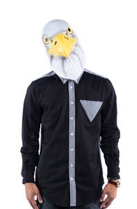 Image of Triangle Button Down - Grey Oxford/ Black