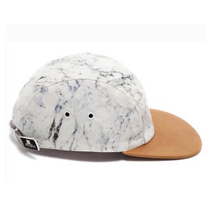 Image of MOUPIA X SHALLOWWW Marble/Camel (leather) 5 Panel Hat