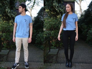 Image of SFFRMKRS x DAILYMOVEMENT T-shirt [Mid Heather Blue]