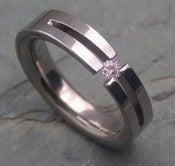 Image of Titanium Forked Tension Set Band Round White Diamond