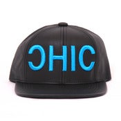 Image of OHIO/CHIC Leather 6 Panel Hat - BLK/Electric Blue