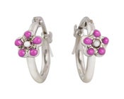 Image of Pink Daisy Hoop Earrings.