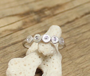 Image of Five sequin diamond ring, sterling silver