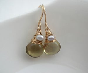 Image of Olive Quartz Drop Earrings