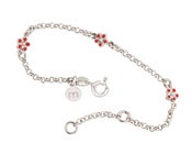 Image of Red Daisy Charm Bracelet