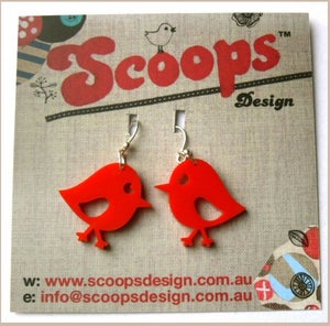 Image of Red Chirpy Bird Earrings