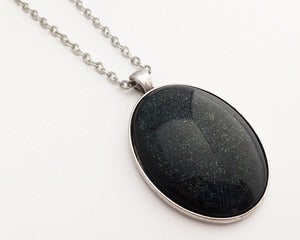 Image of Hand Painted Necklace - - Supernova 2 in Antiqued Silver