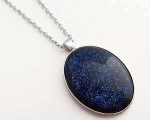 Image of Hand Painted Necklace - - Orbital in Antiqued Silver