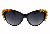 Image of Gold Floral Beaded Cat Eye Sunglasses