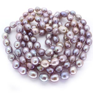 Image of Flapper Length Opalescent Pink Purple Fresh Water Pearl Necklace