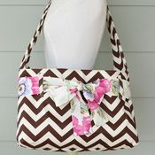 Image of messenger bag - chocolate brown chevron w/ sash 