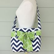 Image of mini messenger bag - navy chevron 