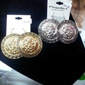 Image of Leo Disc Earrings with Black Detail