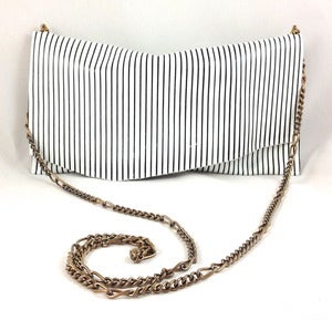 Image of black & white stripe vintage chain pouch