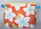 Image of BlueBirds on Orange and Cream Small Wedge