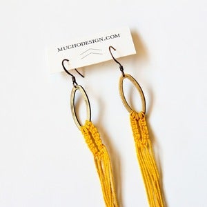 Image of Arachne Thread Macrame Earrings in Yellow