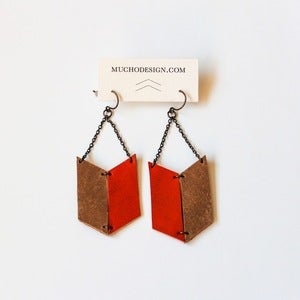 Image of Leather Archery Chevron Earrings in Orange and Natural
