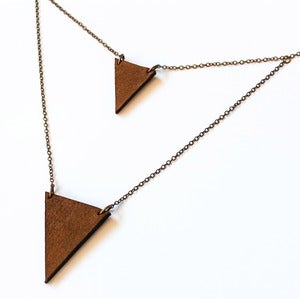 Image of Duplexed Leather Triangle Necklace // Double
