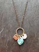 Image of triple charm necklace - tomato, turquoise, pink