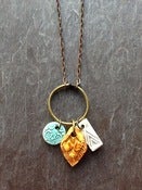 Image of triple charm necklace - ice, mustard, cream