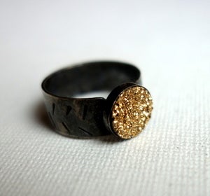 Image of Gold Drusy on Wide Black Band