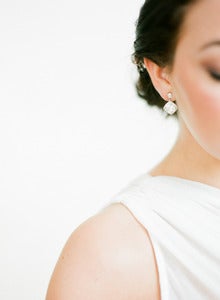 Image of Sparkling Cushion Cut Bridal Earrings by Fine & Fleurie