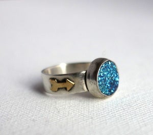 Image of Teal Drusy Ring with Arrows