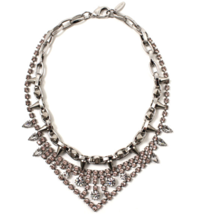 Image of Metal-Luxe Crystal & Spike Necklace - Vintage Rose Crystal/Rhodium/Silver Spikes