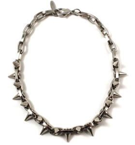 Image of Metal-Luxe Double Row Spike Choker - Rhodium/Silver Spikes